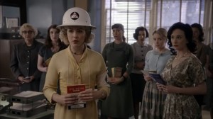 Fallout- Jane instructs hospital staff while wearing a helmet