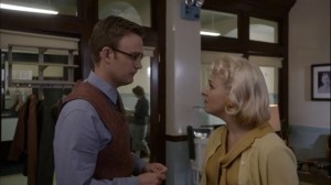 Manhigh- Lester and Jane in Bill's office about to kiss
