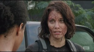 Alone- Maggie covered in blood, talking with Sasha