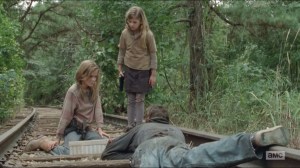 The Grove- Lizzie and Mika return to walker at train tracks