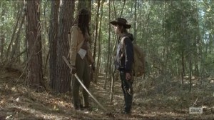A- Michonne tells Carl what happened to Mike and Terry