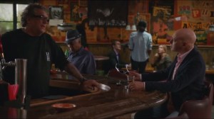 Smile- Krull at the bar with Charlie, talking about his potential rock and roll butler memoir