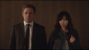 A Fox, a Rabbit and a Cabbage- Lester and Linda wait for elevator