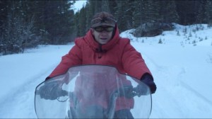 Morton's Fork- Lester on a snowmobile, two weeks later