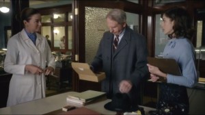 Dirty Jobs- Lillian and Virginia talk with Dr. Papanikolaou, played by René Auberjonois, about the pap smear kit