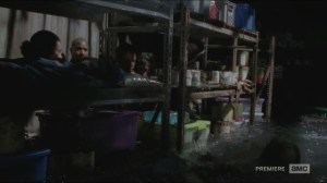 Strangers- Group uses shelves to block walkers