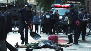 The Balloonman- Officers shovel Lieutenant Cranston and lady