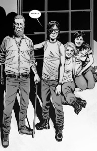 The Walking Dead #132- Rick, Maggie, Carl, Sophia and the baby watch the sun set