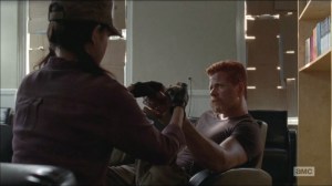Self-Help- Rosita patches up Abraham and suggests staying at the bookstore for another day