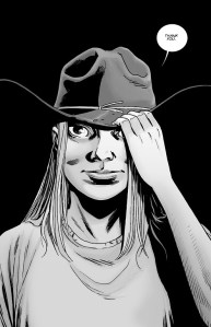 The Walking Dead #136- Lydia wears Rick's hat