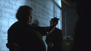 What the Little Bird Told Him- Bullock and Gordon find Irwin writing on the wall