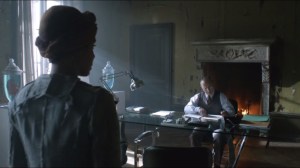 Red Hood- Fish is brought before the Office Manager, played by Jeffrey Combs