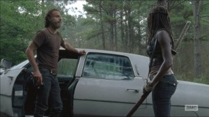 The Distance- Rick tells Michonne that they're going with Aaron