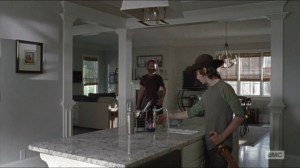 Remember- Carl turns on the water inside one of the homes