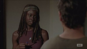 Remember- Michonne sees Rick without his beard