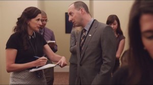 East Wing- Gary speaks with White House social secretary Patty, played Michaela Watkins