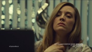 Certain Agony of the Battlefield- Delphine drinks while watching Shay and Cosima