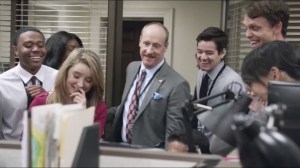 Mommy Meyer- Mike sees the press laughing at a video of him ducking