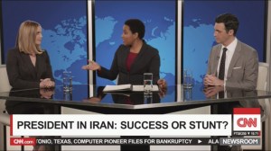 Tehran- Amy and Dan on CNN, Dan mentions glacé cherries
