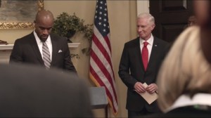 Tehran- Freddy Wallace, played by LaMonica Garrett, speaks with Vice President Doyle at his side