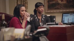 Election Night- Sue and her friend, Kim, played by Susan Kelechi Watson