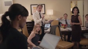 Election Night- Sue tells everyone that if Selina wins Virginia, then the election is a tie