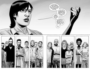 The Walking Dead #142- Maggie addresses the Hilltop citizens after Gregory's execution