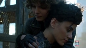 By Fire- Selina hugs Bridgit