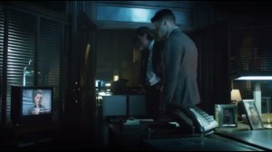 Knock, Knock- Jim and Harvey watch the GCPD report on the Maniax