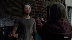 Heads Up- Enid points a gun at Glenn