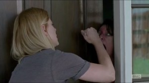 Now- Jessie stabs a walker