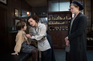 Suffragette- Maud takes her son, George, to visit the Dr. Edith Ellyn, played by Helena Bonham Carter