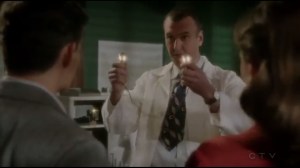 The Atomic Job- Dr. Samberly demonstrates the memory inhibitor