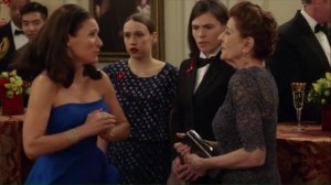 Congressional Ball- Selina introduces, Connie DiBenedetto, played by Concetta Tomei, to Catherine and Marjorie