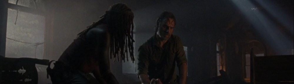 Honor- Carl with Rick and Michonne in the church- AMC, The Walking Dead