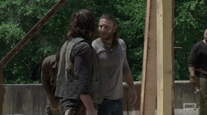 The Bridge- Justin and Daryl about to fight- AMC, The Walking Dead