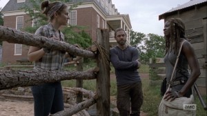 The Bridge- Maggie tells Michonne that the ethanol has not arrived at the Hilltop yet- AMC, The Walking Dead