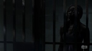 The Obliged- Michonne asks Negan why he said what he said- AMC, The Walking Dead