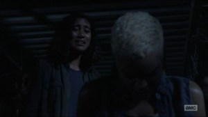 Warning Signs- Cyndie tells Arat to beg for her life- AMC, The Walking Dead
