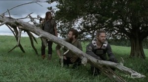 Evolution- Daryl, Aaron, and Jesus observe walker herd- The Walking Dead, AMC