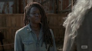 Evolution- Michonne talks with Carol about Judith and RJ- The Walking Dead, AMC