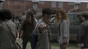 Stradivarius- Kelly kills a walker with her slingshot- The Walking Dead, AMC