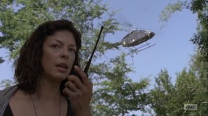 What Comes After- Jadis spots Rick and tells her radio contact that she has a 'B' ready- The Walking Dead, AMC