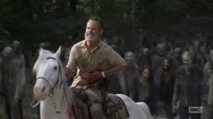 What Comes After- Rick leads the walker herd away- The Walking Dead, AMC