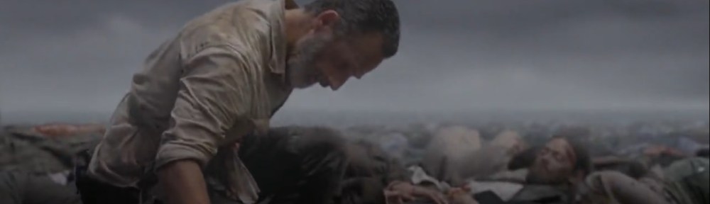 What Comes After- Rick on the pile of dead bodies- The Walking Dead, AMC