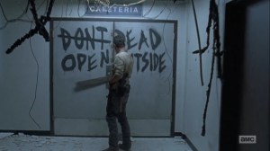 What Comes After- Rick opens a door at the hospital- The Walking Dead, AMC