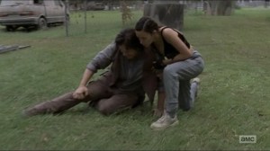 Who Are You Now- Rosita helps Eugene up- The Walking Dead, AMC