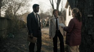Kiss Tomorrow Goodbye- Roland and Wayne talk with a daycare employee, played by Jennifer Pierce Mathus, about Ted LeGrange- HBO, True Detective