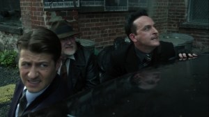 Ruin- Penguin, Jim, and Harvey take on fire from Zsasz- Fox, Gotham
