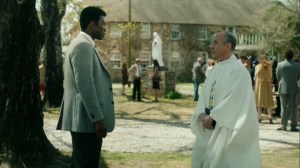 The Hour and the Day- Wayne asks the priest about Sam Whitehead- HBO, True Detective